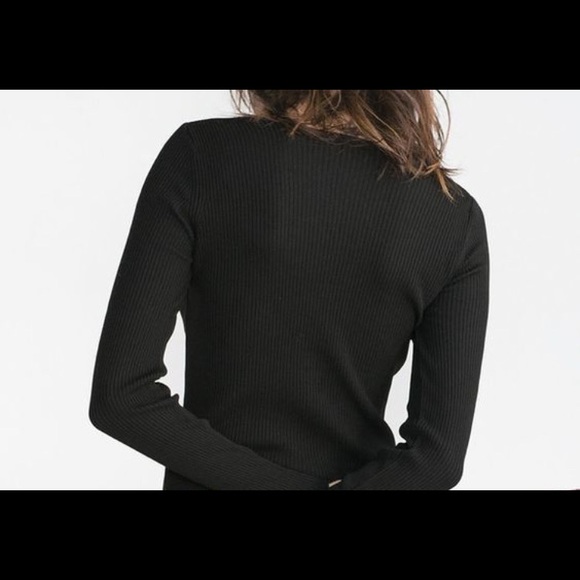 Zara Knit Lace Up Ribbed Long Sleeve Top - Picture 3 of 4